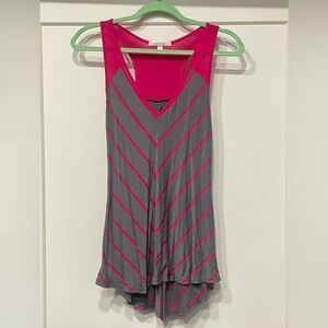 Laila Jayde Pink and Gray Chevron Tank Top